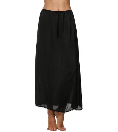 Slips Casual Women Satin Solid Lace Trim Maxi Half Slip Underskirt Slip Skirt Loose Elastic Waist Half Skirt White Black Beig...