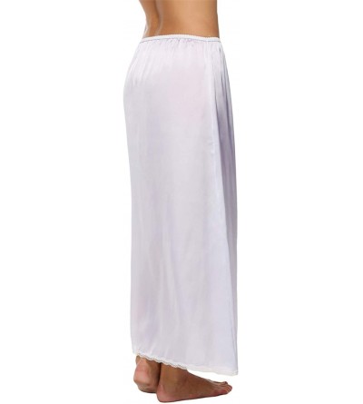 Slips Casual Women Satin Solid Lace Trim Maxi Half Slip Underskirt Slip Skirt Loose Elastic Waist Half Skirt White Black Beig...