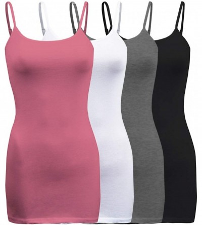 Camisoles & Tanks 4 Pack - Women's Basic Cami with Adjustable Spaghetti Straps Tank Top - Mauve/White/Black/Charcoal Grey - C...