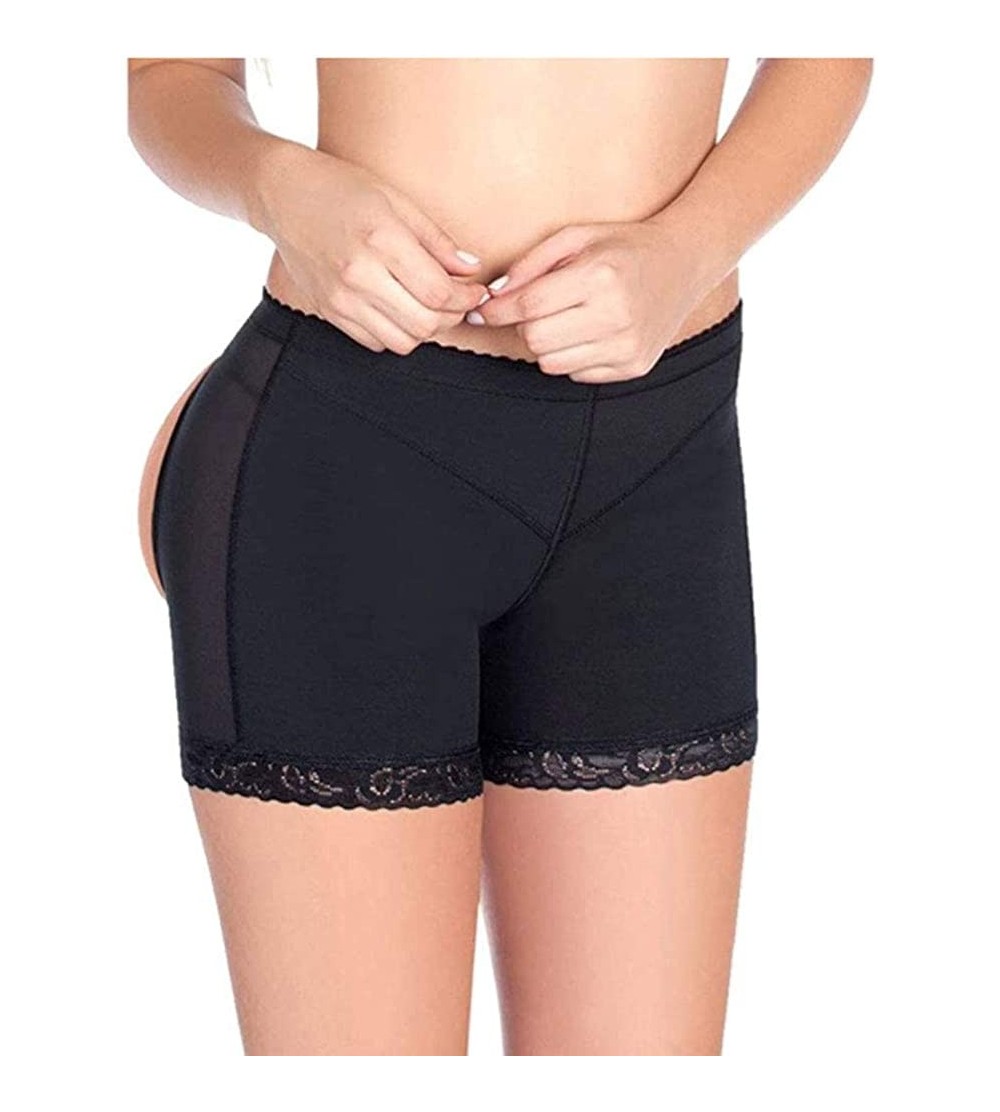 Shapewear Women's Body Shaper Booty Butt Lifter Enhancer Body Shorts Seamless Panty - Lace Black - CT18ENW0AWI $16.05