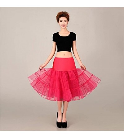 Slips Women's 50s Knee Length Rockabilly Petticoat Skirt Vitange Dresses Crinoline Tutu Underskirts - Wine - C71208YDEYN $21.26