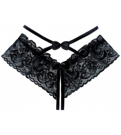 Panties One Size Women Personality Multi-Color Lace Underwear Ladies Bow Underwear - Black - CQ194UE0AE9 $7.20