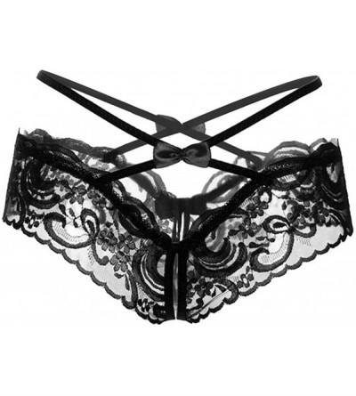 Panties One Size Women Personality Multi-Color Lace Underwear Ladies Bow Underwear - Black - CQ194UE0AE9 $7.20
