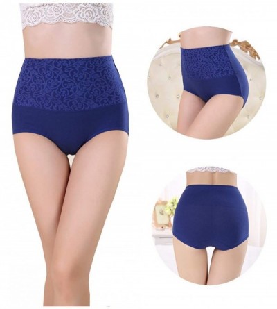 Panties Womens High Waist Underwear Solid Color Tummy Control Cotton Brief Panties 3/5 Pack - 5 Pack - CS188GUW6TX $17.44