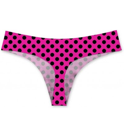 Panties Women Sexy Polka Dot Underwear Comfy Soft Cute Adorable Mini Thong Brief Hipster - Rose Red Black Polka Dot - C118U6X...
