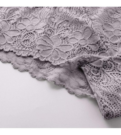 Baby Dolls & Chemises Women Fashion Delicate Translucent Underpant Sheer Lace Lace Sexy Underwear Lingerie - Gray - CR193D7Y7...