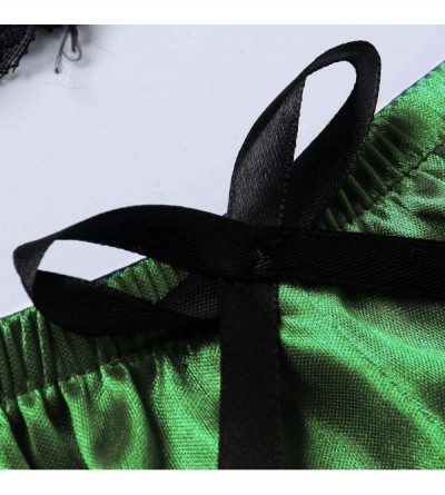 Garters & Garter Belts New Women Silk Lace Top Camisole Bow Shorts Pajamas Lingerie Sleepwear Set S-3XL - Green - CD190TLZHL0...