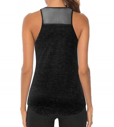 Shapewear Women Workout Tops Mesh Racerback Tank Yoga Shirts Gym Clothes - Q-black - CG190ZYK2ND $10.46