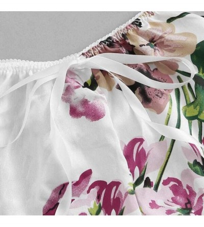 Shapewear Women Lingeries Sexy Lace Babydoll Satin Trim Floral Bow Lingerie Set Pajamas Thin Sleepwear - White - C318S6YLLDH ...