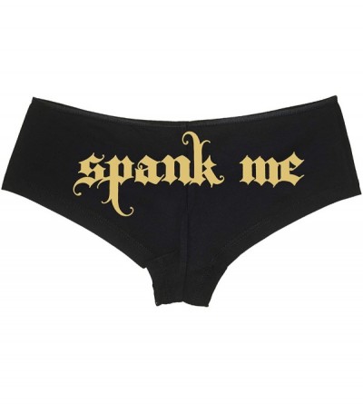 Panties Spank Me Goth Font Sexy Black Boyshort Flirty Submissive BDSM - Sand - CP18NUT4KXN $13.04
