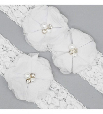 Garters & Garter Belts Bridal Garter Set Pearls Garter Set Wedding Rhinestone Garter Set-White - CU18IWDI2O4 $15.23