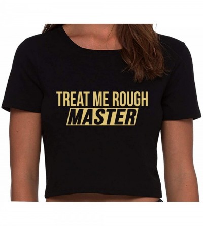 Camisoles & Tanks Treat Me Rough Master Spank Dominate Black Cropped Tank Top - Sand - CF1963SQZT2 $42.33