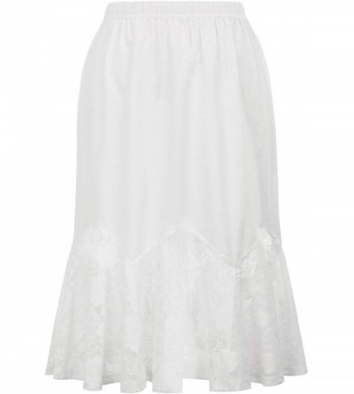 Slips Midi Long Length Underskirt Lace Skirt Extender Half Slip - Ivory - C218XWA0LT8 $22.11