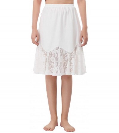 Slips Midi Long Length Underskirt Lace Skirt Extender Half Slip - Ivory - C218XWA0LT8 $22.11