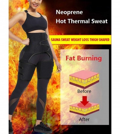 Shapewear Neoprene Sweat Waist Trainer and Thigh Trimmer Butt Lifter High Waist Thigh Slimmer Workout Body Belts Fitness - Bl...