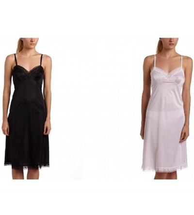 Slips Women's Full Slips for Under Dresses - Lace - 26" - Black/White (2 Pack) - CC187G4Z430 $37.60