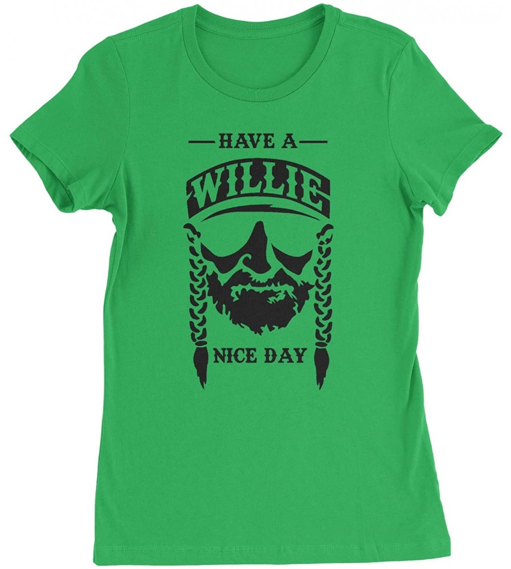 Camisoles & Tanks Have A Willie Nelson Nice Day Womens T-Shirt - Kelly Green - CW18RT609SA $17.25