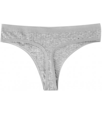 Panties Women's Bow Underwear Stripe Comfortable Invisibles Breathable Cotton Bikini Thong- Gray- L - gray - CK197Y985X4 $9.11