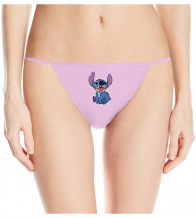 Panties Lilo and Stitch Women's Cotton Underwear Sexy Low Waist G-String Thong Panty - Pink - CZ1948Z4SSR $38.31