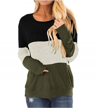 Baby Dolls & Chemises Patchwork Tops for Women-Casual Color Block Pullover-Plus Size Long Sleeve Crew Neck T Shirt Tunic Tops...