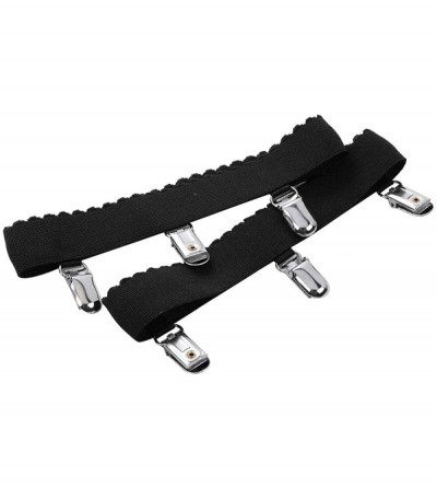 Garters & Garter Belts Women's Elastic Anti-Slip Stocking Garter Belt Thigh Suspender Holder Fastener with Metal Clips - Blac...