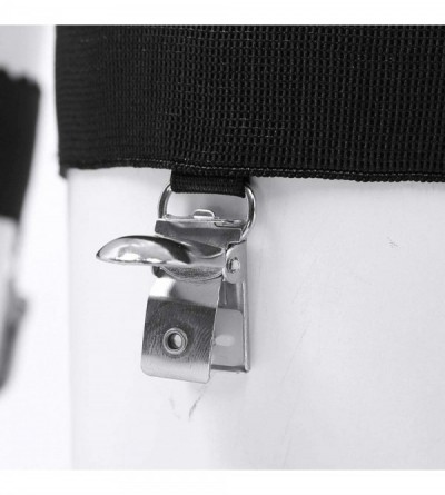 Garters & Garter Belts Women's Elastic Anti-Slip Stocking Garter Belt Thigh Suspender Holder Fastener with Metal Clips - Blac...