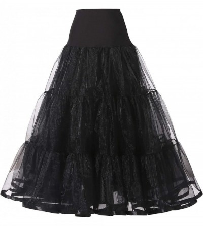 Slips Women's Ankle Length Petticoats Wedding Slips Plus Size S-XL - Black - CA18QKGAGLK $12.24