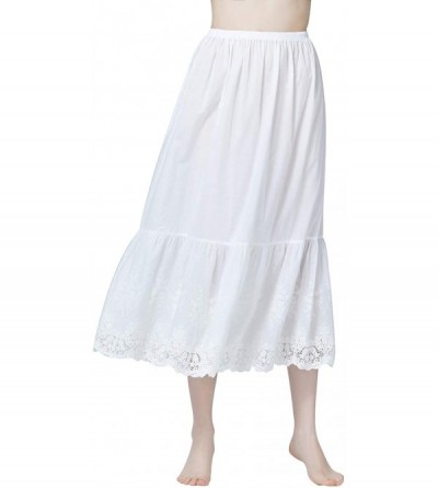 Slips Half Slip Skirt Extender 100% Cotton Vintage Underskirt with Lace Embroidery Ivory Size S M L - Ivory - Alencon Lace - ...