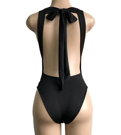 Shapewear Women's Sexy U-Collar Sleeveless Backless Stretch Bottoming Vest Bodysuit Rompers - Black - C217YC9CH3T $18.85