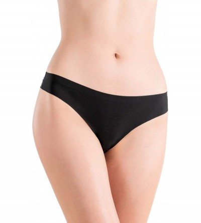 Panties Women's Laser Cut Thong- Assorted Colors - Black - CL18SONY7KT $21.69