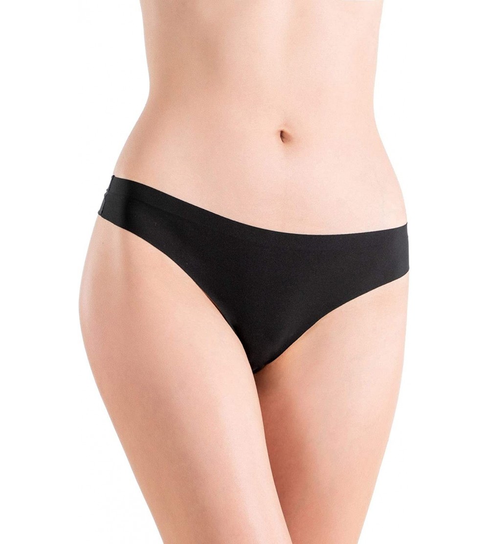 Panties Women's Laser Cut Thong- Assorted Colors - Black - CL18SONY7KT $21.69