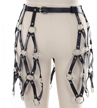 Garters & Garter Belts Womens Black Leather Harness Skirts Metal O Ring Waist Belts Leg Body Cage Punk Gothic Style - CH18RHZ...