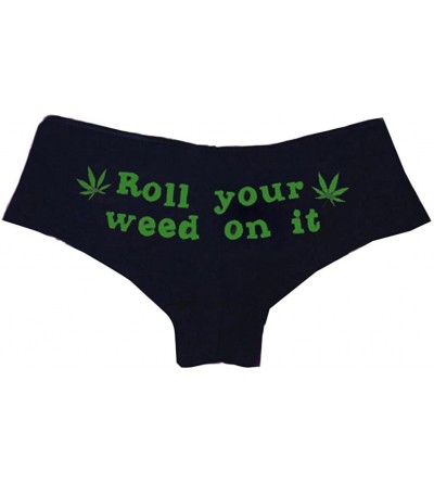 Panties Women Roll Your Weed on it Letter Printed Naughty Briefs Panties Thongs Lingerie Underwear Knickers - Green - CK1802C...