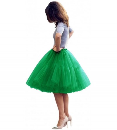 Slips Adult Ballet Tutu Layered Organza Tutu Mini Skirt Women's Princess Petticoat for Prom Party - Green - CN18AGLE286 $21.47