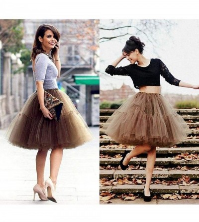 Slips Adult Ballet Tutu Layered Organza Tutu Mini Skirt Women's Princess Petticoat for Prom Party - Green - CN18AGLE286 $21.47