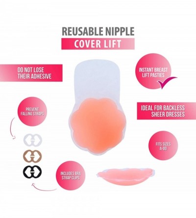 Accessories Nipplecovers Adhesive Breast Lift Petals - 3 Pair Reusable Nip Cover 3 Bra Clip - C918OCTE9TD $12.92