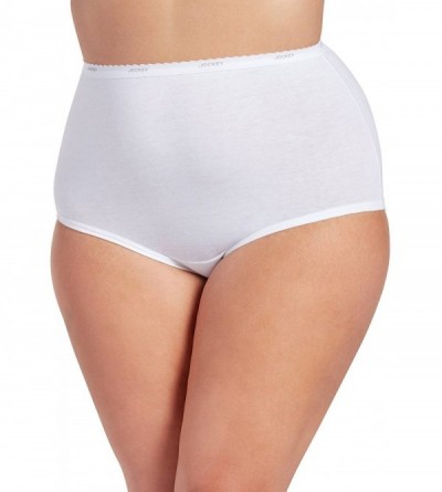 Panties Women's Underwear Plus Size Classic Brief - 6 Pack - White - CM19CGIHQDE $39.97