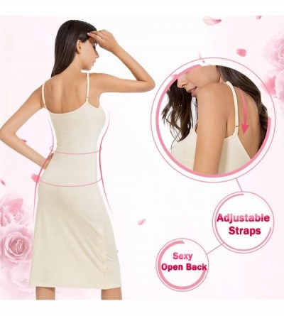 Slips Full Slip for Women Knee Length Adjustable Spaghetti Strap Camisole Dress - Nude - CF19C2C2WS4 $17.96