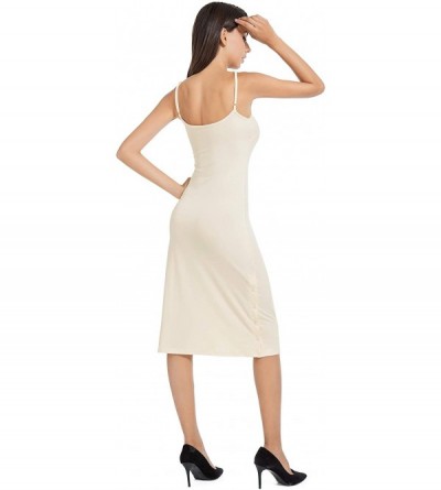 Slips Full Slip for Women Knee Length Adjustable Spaghetti Strap Camisole Dress - Nude - CF19C2C2WS4 $17.96