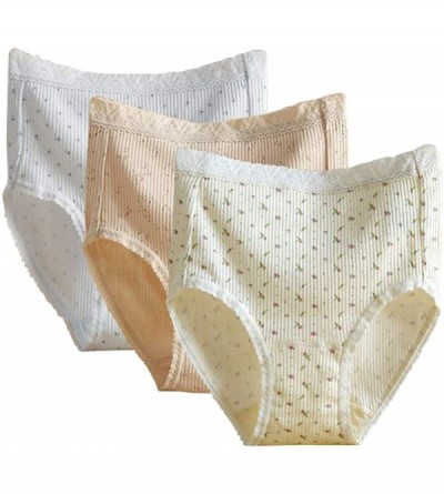 Panties 3 Piece Ladies Cotton Floral Stretch Brief Underwea - Multicoloured B - CZ192DZUG9T $26.00