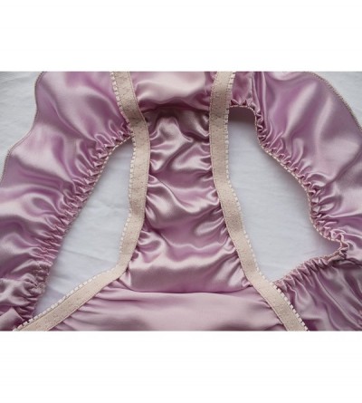 Panties Women Sexy Flouncing 100% Silk Bikini Briefs Underwaer Soft Briefs - Light Purple - CL184O9O0Z3 $14.00