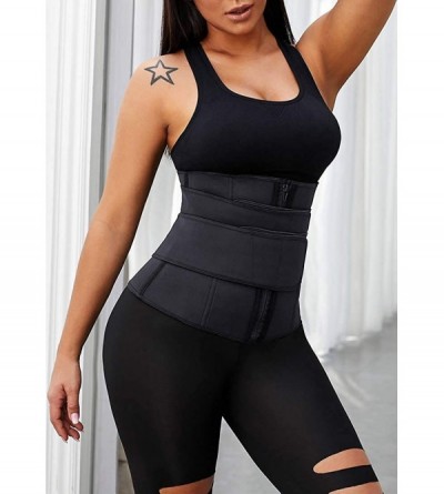 Shapewear Women's Waist Cincher Neoprene Workout Body Shaper Underbust Waist Trainer - Black Zipper - CQ199S6R69I $30.28