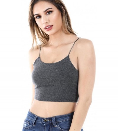 Camisoles & Tanks Women's Premium Cotton Tube and Tank Top- Made in USA - Tank Charcoal - C918GQ4SA26 $20.79