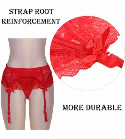 Garters & Garter Belts Lace Garter Belt Plus Size Suspender Garter Lingerie for Women - Red - CE18HAE0A35 $19.81