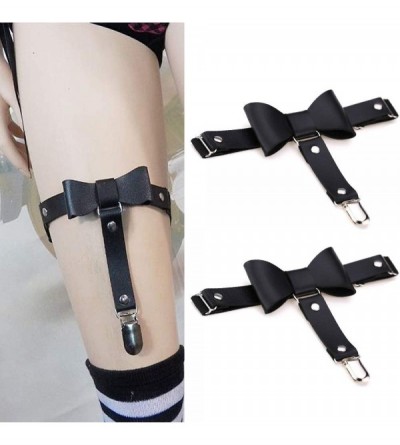 Garters & Garter Belts 2PCS Butterfly Knot Garters Leg Ring Leg Elastic Punk Harness Garter Belt Adjustable Suspender with 1 ...