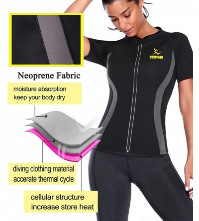 Shapewear Women Hot Sweat Weight Loss Sauna Shirt Neoprene Top Workout Body Shaper Slimming Training Suit - Black - C018QWG3U...