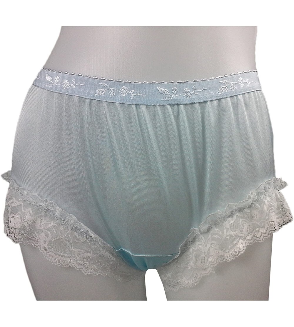 Panties Blue Handmade Vintage Style Brief Panties Nylon for Women Panty Underwear high Waist Undies - C218GX6QQ8C $21.58