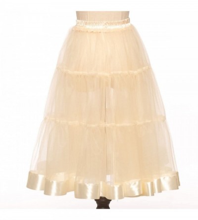 Slips Women's Long Petticoat Slip Tulle Crinoline Underskirt 65cm Tea Length - Brown - CM1805AYH0G $32.13