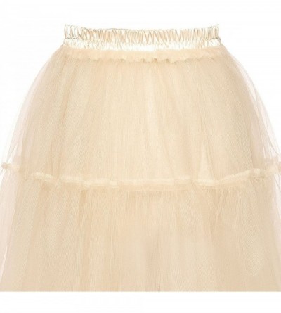 Slips Women's Long Petticoat Slip Tulle Crinoline Underskirt 65cm Tea Length - Brown - CM1805AYH0G $32.13