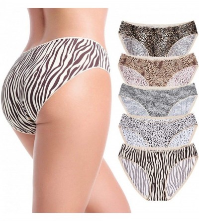 Panties Seamless Underwear Women Mercerized Cotton Soft Stretch Bikini Panties 5-Pack - CG194ANTWYZ $38.23